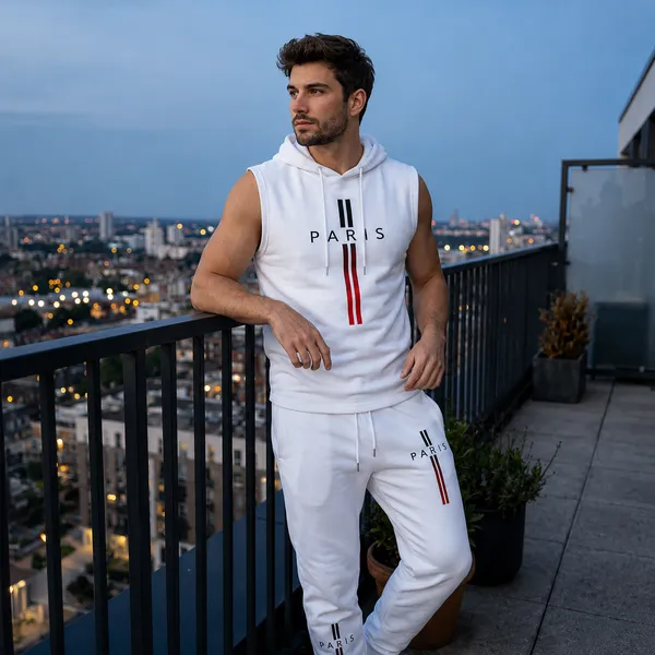 Acorn_Men's_Korean_Sleeveless_Hoodie_and_Pants_Two-Piece_Sports_Set❤️