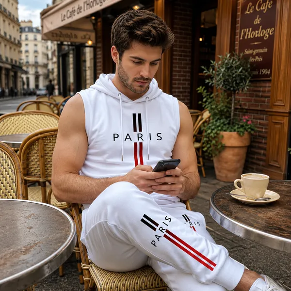 Acorn_Men's_Korean_Sleeveless_Hoodie_and_Pants_Two-Piece_Sports_Set❤️