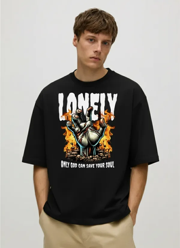 Acorn_Korean-Fit_Black_Lonely_Graphic_Oversized_Unisex_Tee