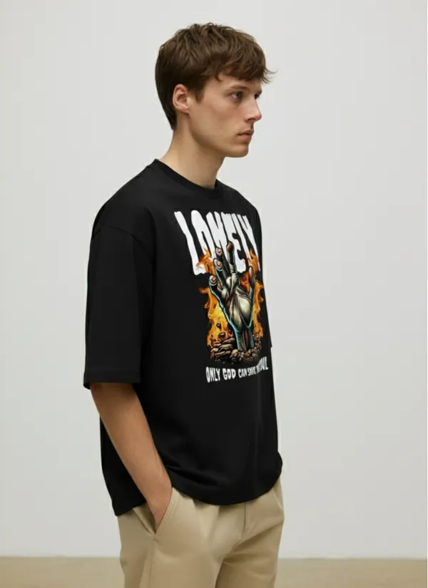 Acorn_Korean-Fit_Black_Lonely_Graphic_Oversized_Unisex_Tee