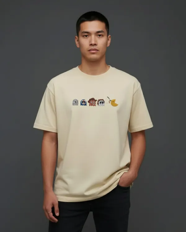 Pac-man_Embroidery_print_French_Terry_Cotton_Tee