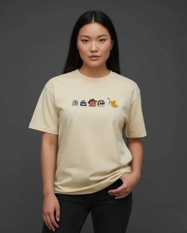Pac-man_Embroidery_print_French_Terry_Cotton_Tee