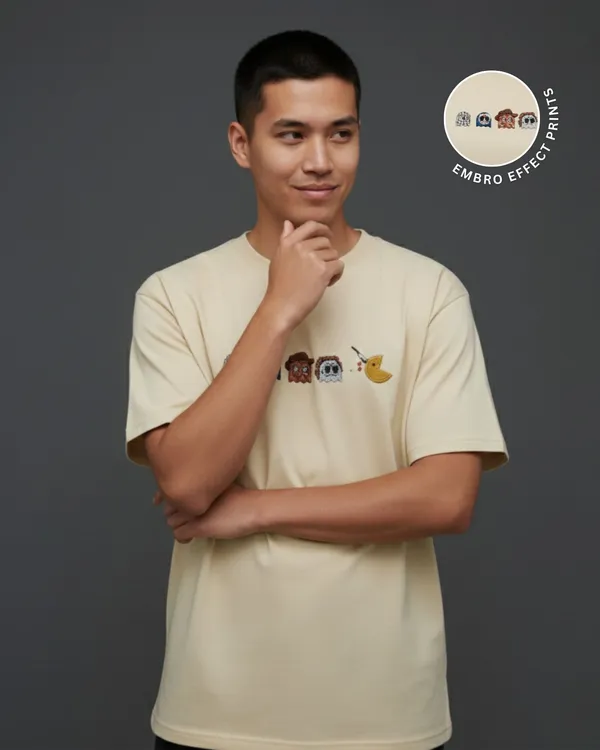 Pac-man_Embroidery_print_French_Terry_Cotton_Tee