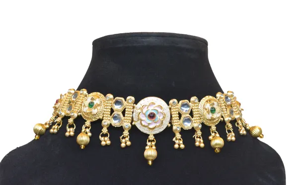Golden_Brass_Necklace_with_Earring_(Bridal_Set)_For_Women