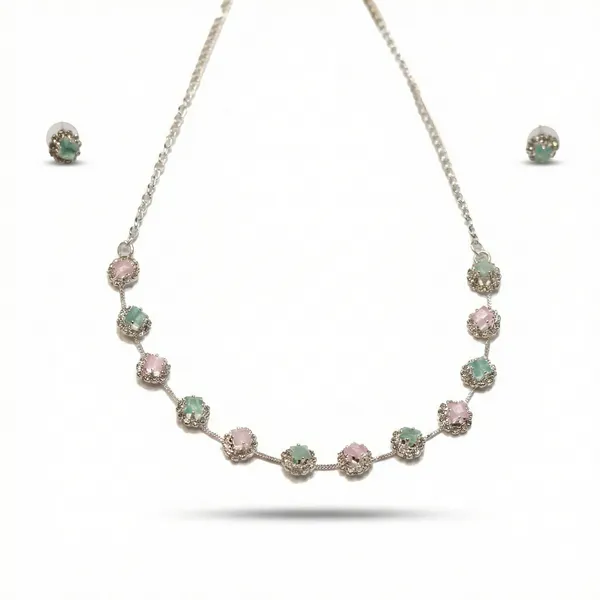 Multi_Colour_Brass_Necklace_with_Earring_For_Women