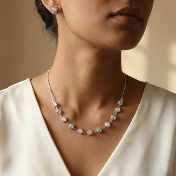 Multi_Colour_Brass_Necklace_with_Earring_For_Women