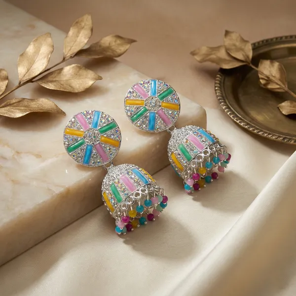 Multi_Colour_Brass_Jhumka_For_Women