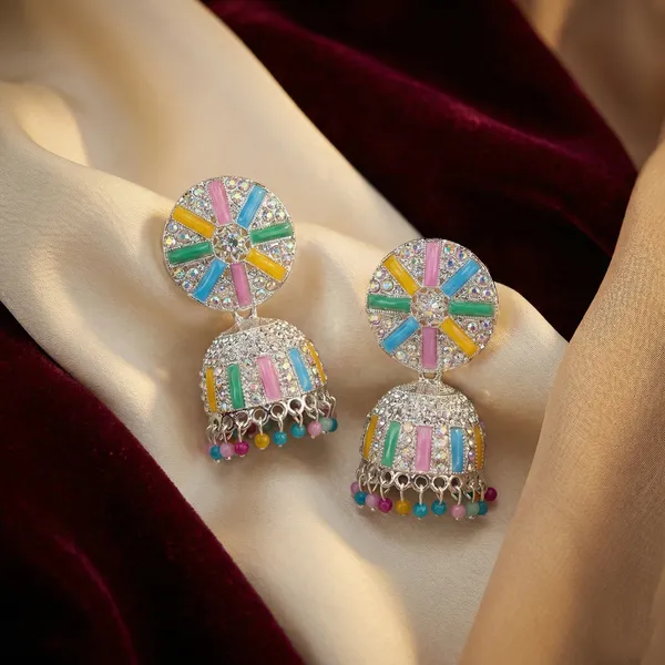 Multi_Colour_Brass_Jhumka_For_Women