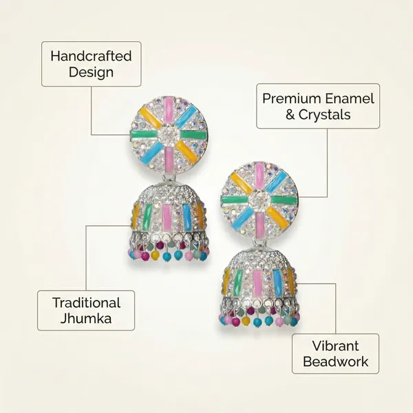 Multi_Colour_Brass_Jhumka_For_Women