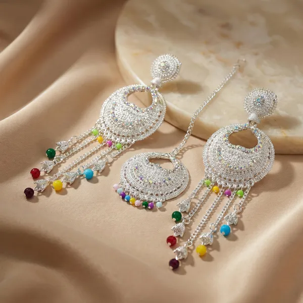 Silver_Brass_Earring_+_Maang_Tikka_For_Women