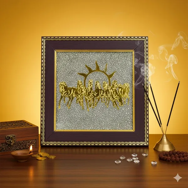 Pyrite_Gold_Seven_Horses_Sunrise_Framed_Wall_Art