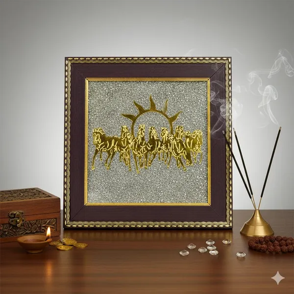 Pyrite_Gold_Seven_Horses_Sunrise_Framed_Wall_Art