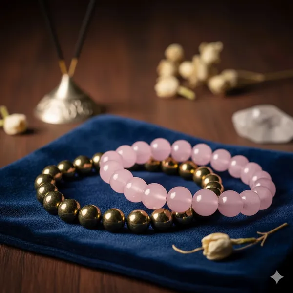 Pink_Rose_Quartz_and_Pyrite_Bracelet_Set