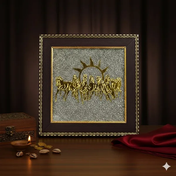 Pyrite_Gold_Seven_Horses_Sunrise_Framed_Wall_Art