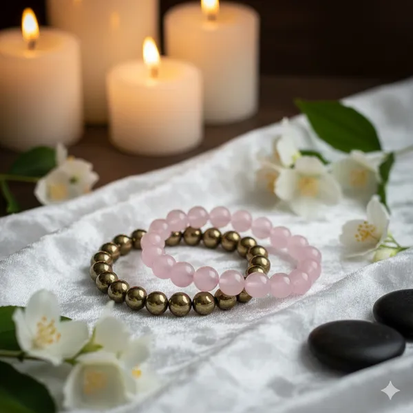 Pink_Rose_Quartz_and_Pyrite_Bracelet_Set