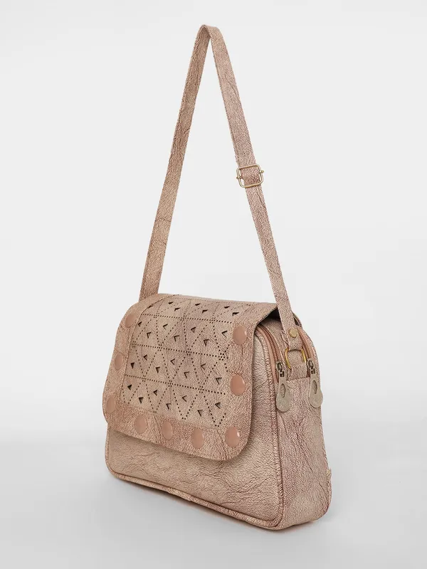 Beige_Textured_Sling_Bag_With_Cutwork_Design