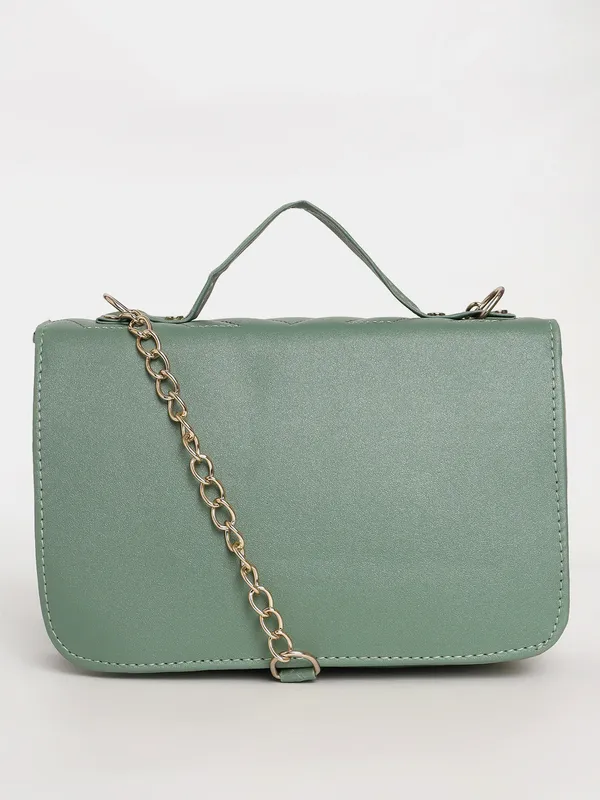 Sage_Green_Quilted_Sling_Bag_With_Chain_Strap