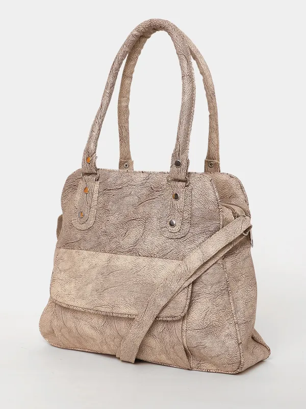 Beige_Textured_Handbag_With_Dual_Handles_&_Sling_Strap
