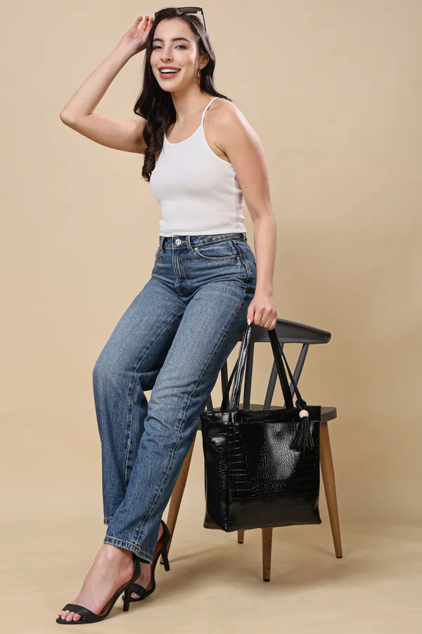 Elegant_Black_Croc-Embossed_Tote_Bag