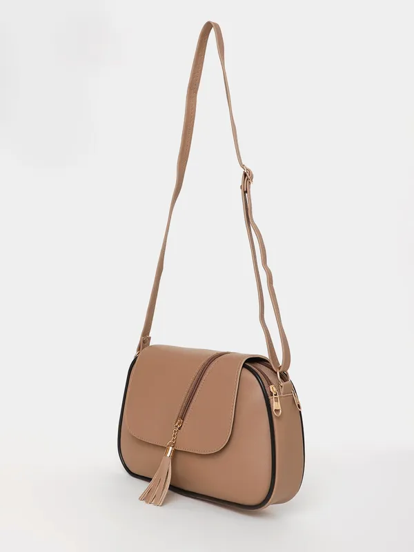 Nude_Brown_Sling_Bag_With_Tassel_&_Zipper_Detail