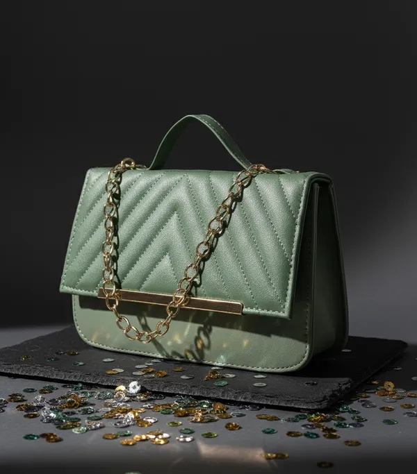 Sage_Green_Quilted_Sling_Bag_With_Chain_Strap