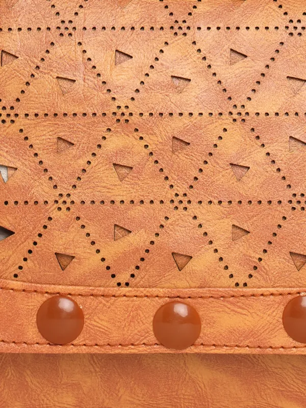 Tan_Textured_Sling_Bag_With_Cutwork_Design