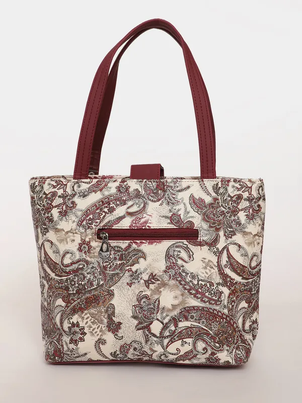 Printed_Handbag_Maroon_Handle_Tote_With_Paisley_Pattern,_Spacious_Shoulder_Bag_For_Office,_Shopping_&_Travel