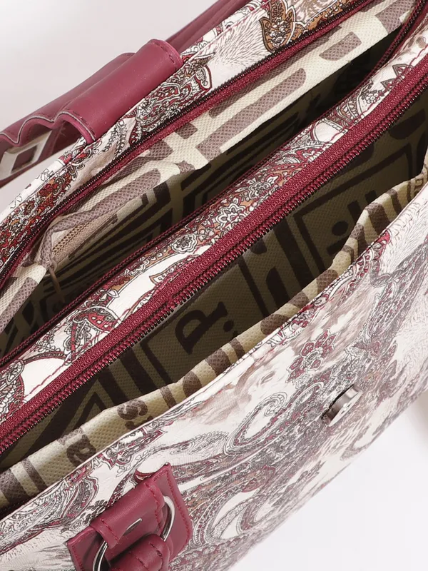 Printed_Handbag_Maroon_Handle_Tote_With_Paisley_Pattern,_Spacious_Shoulder_Bag_For_Office,_Shopping_&_Travel