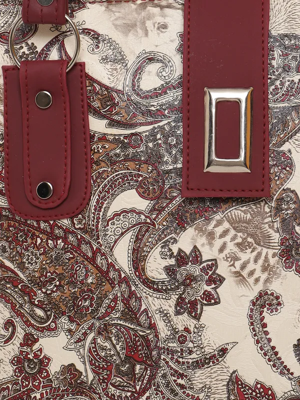 Printed_Handbag_Maroon_Handle_Tote_With_Paisley_Pattern,_Spacious_Shoulder_Bag_For_Office,_Shopping_&_Travel