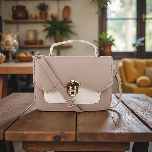 Elegant_Brown_&_Cream_Flap-Over_Shoulder_Bag_with_Gold-Tone_Hardware