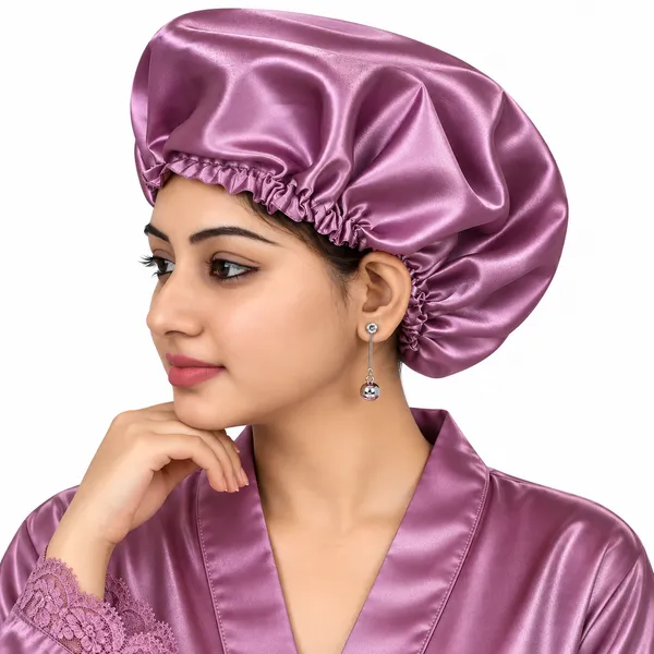 Metallic_Purple_Satin_Silk_Double_Layer_Thin_Elastic_Hair_Bonnet_For_Hair_Protection_For_Women_(Pack_of_1)
