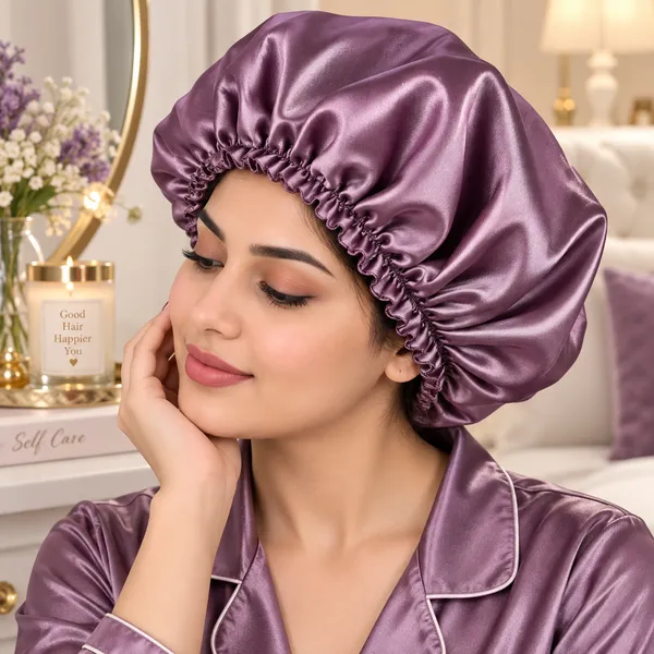 Metallic_Purple_Satin_Silk_Double_Layer_Thin_Elastic_Hair_Bonnet_For_Hair_Protection_For_Women_(Pack_of_1)