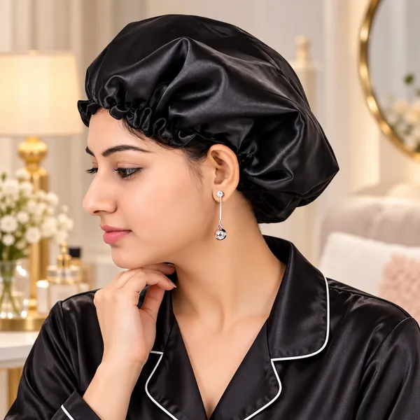 Black_Satin_Silk_Double_Layer_Thin_Elastic_Bonnet/_Sleeping_Cap_For_Women_(Pack_of_1)