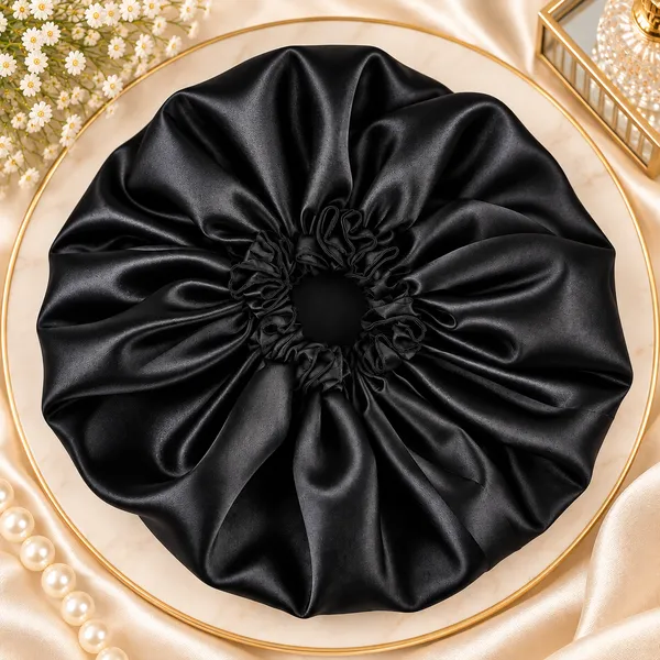 Black_Satin_Silk_Double_Layer_Thin_Elastic_Bonnet/_Sleeping_Cap_For_Women_(Pack_of_1)