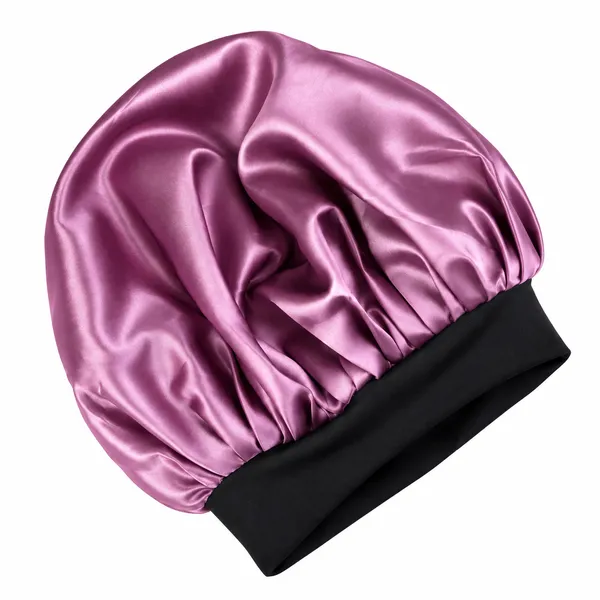 Metallic_Purple_Satin_Silk_Double_Layer_Wide_Elastic_Hair_Bonnet/Sleeping_Cap_For_Women_(Pack_of_1)