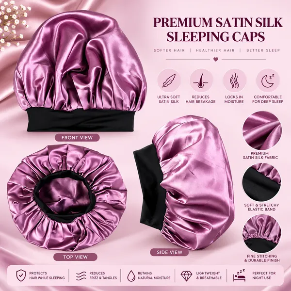 Metallic_Purple_Satin_Silk_Double_Layer_Wide_Elastic_Hair_Bonnet/Sleeping_Cap_For_Women_(Pack_of_1)