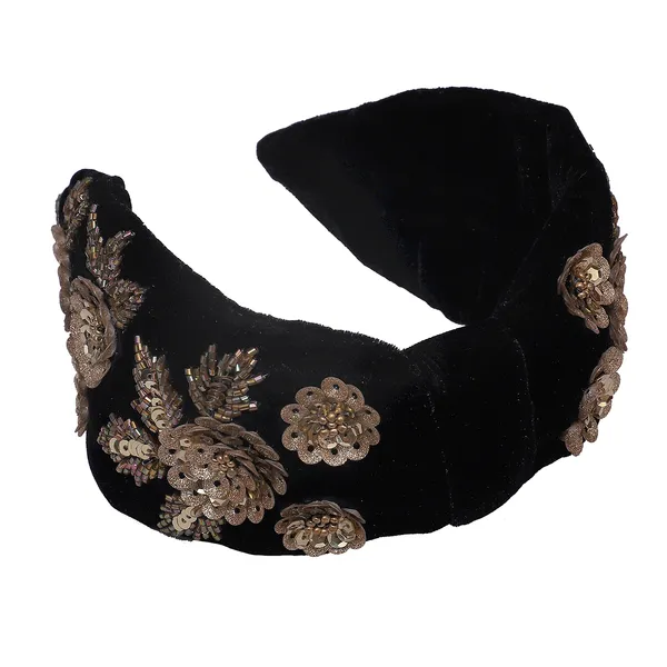 Black_Fancy_Gold_Flower_Embroidery_Work_Hair_Band_For_Girls