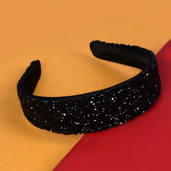 Black_Fancy_Handmade_Sprinkle_Stone_Hair_Band_For_Girls