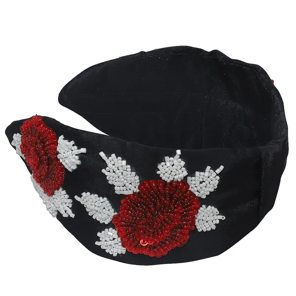 Black_Premium_Red_Beads_Flower_Embroidery_Hair_Band_For_Girls