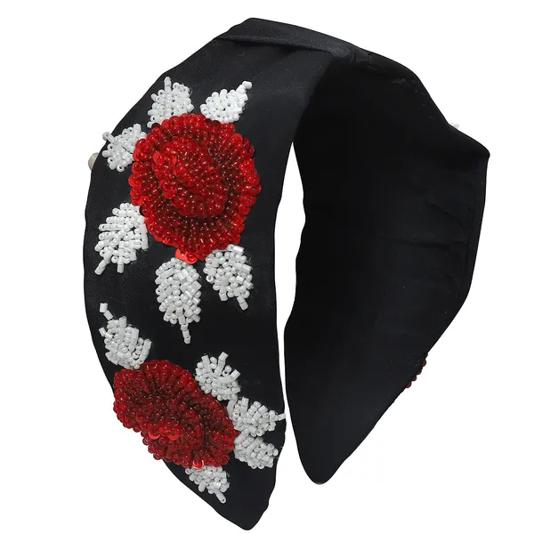 Black_Premium_Red_Beads_Flower_Embroidery_Hair_Band_For_Girls