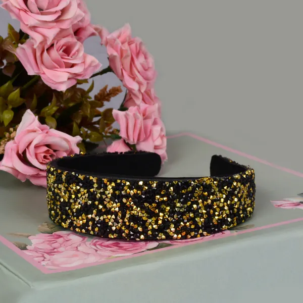 Black/gold_Fancy_Handmade_Sprinkle_Stone_Hair_Band_For_girls