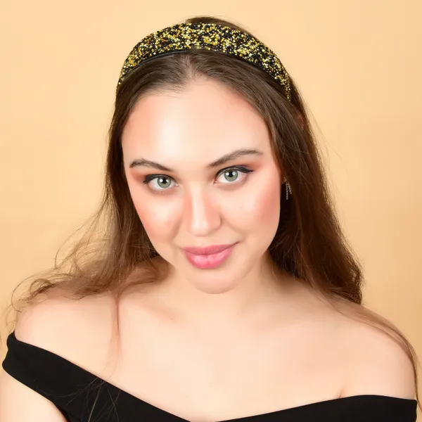 Black/gold_Fancy_Handmade_Sprinkle_Stone_Hair_Band_For_girls