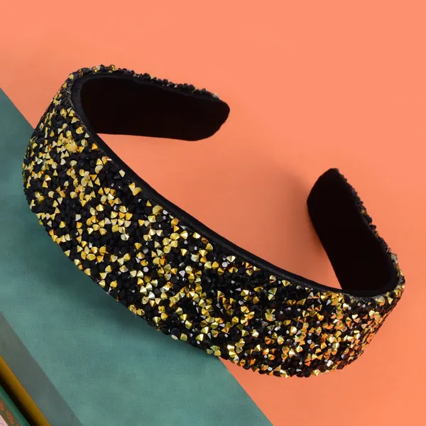 Black/gold_Fancy_Handmade_Sprinkle_Stone_Hair_Band_For_girls