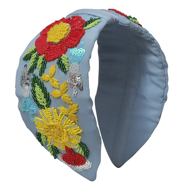 Blue_Multicolor_Flower_Embroidery_Hair_Band_For_Girls