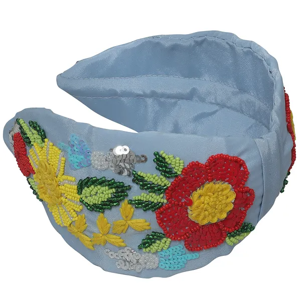 Blue_Multicolor_Flower_Embroidery_Hair_Band_For_Girls