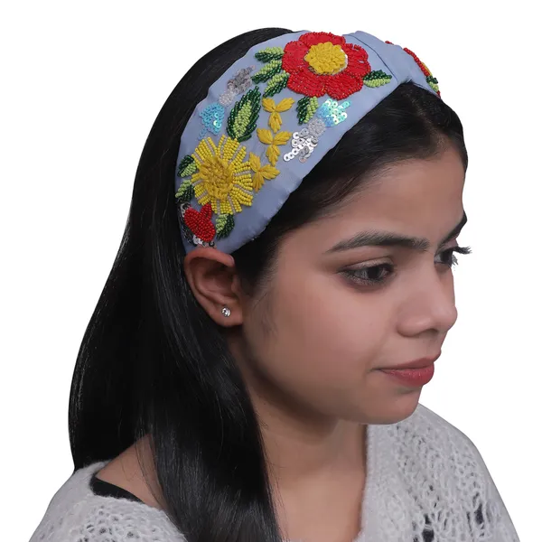 Blue_Multicolor_Flower_Embroidery_Hair_Band_For_Girls