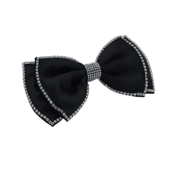 Embellished_Rhinestones_Satin_Silk_Double_Hair_Bow_clip_For_Girls