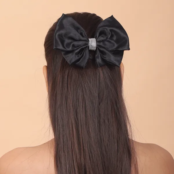 Fancy_Elegant_Satin_Silk_Stone_Hair_Bow_Clip_Combo_For_Girls_