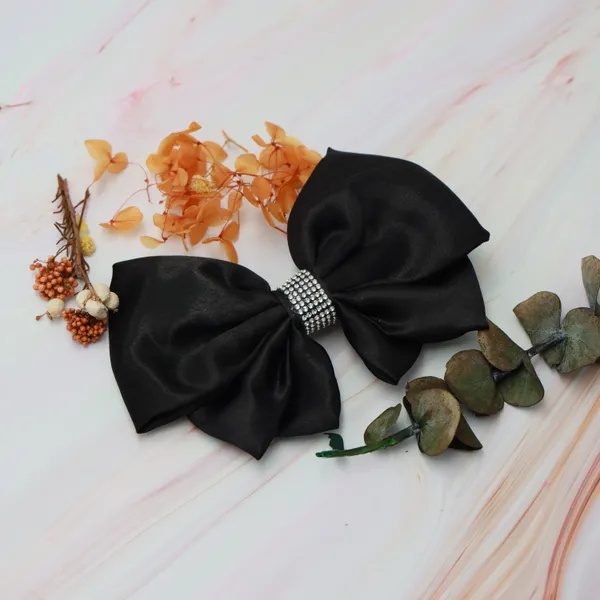 Fancy_Elegant_Satin_Silk_Stone_Hair_Bow_Clip_Combo_For_Girls_