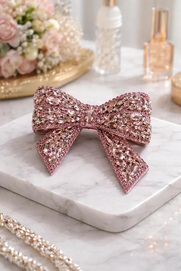 Fancy_Party_Wear_Crystal_Rhinestones_ice_Pink_Hair_Bow_Clip